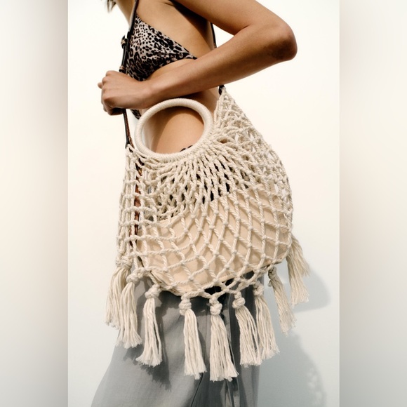 Zara macrame shopper bag - Picture 1 of 8